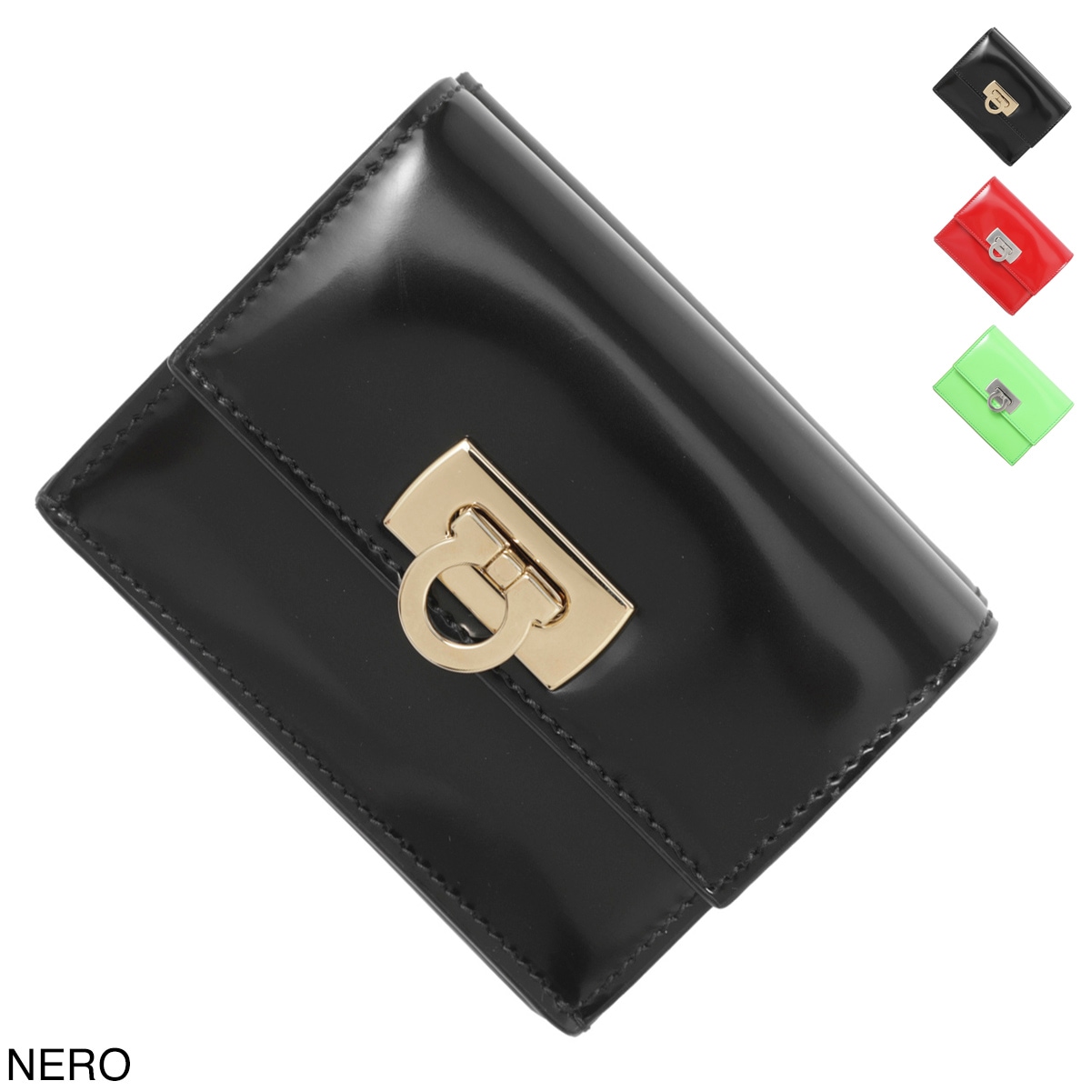 ☆新品同様☆フェラガモ☆二つ折り財布☆がま口 FERRAGAMO フェラガモ 2つ折り財布 小銭入れ付き レディース
