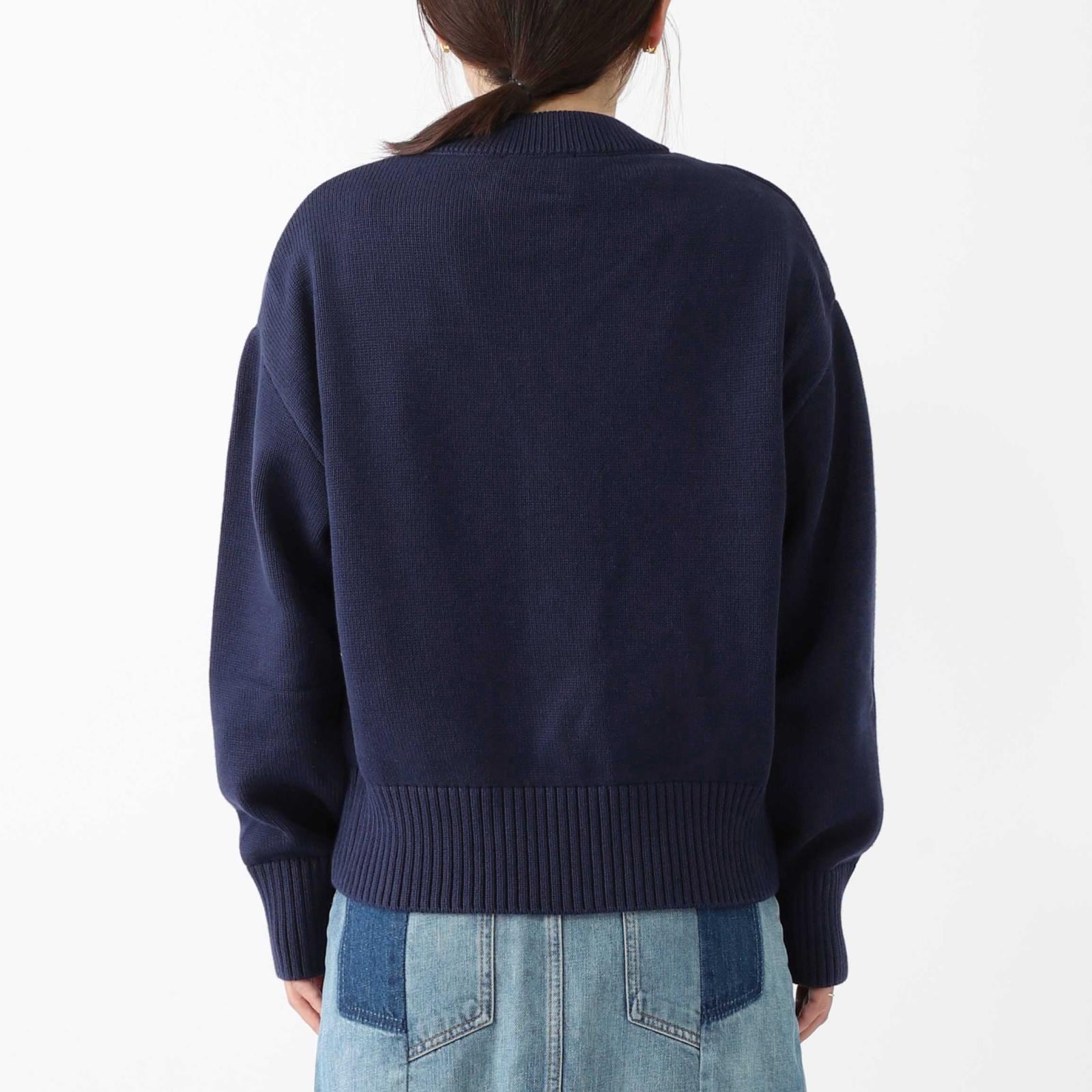 ami 紫 カーディガン Sサイズ　アミ　alexandre mattiussi AMI PARIS Logo Intarsia-Knit V-Neck Cardigan（送料込み