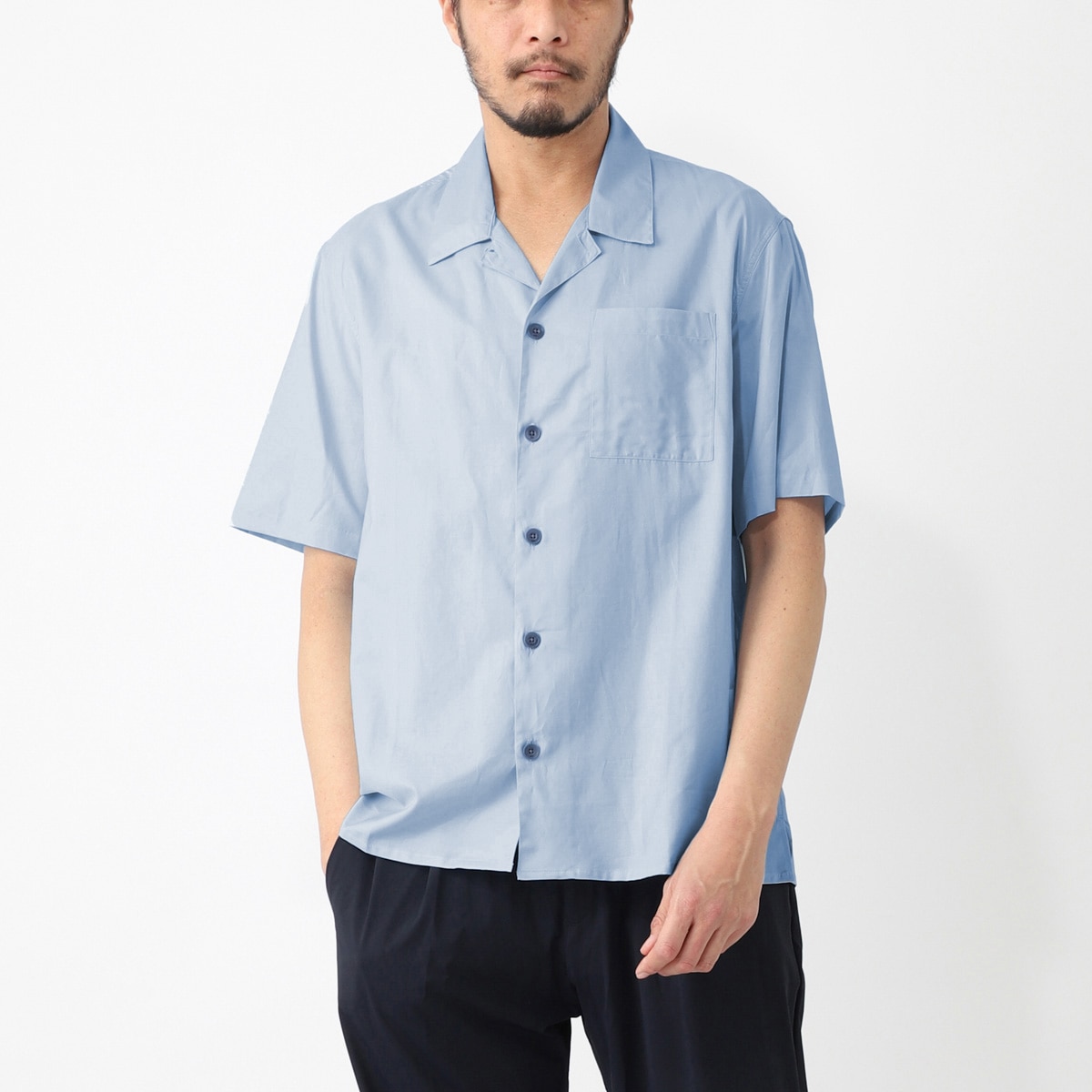 ami paris 半袖シャツ 青・ブルー AMI アミ 半袖シャツ/半袖オープンカラーシャツ【大きいサイズ
