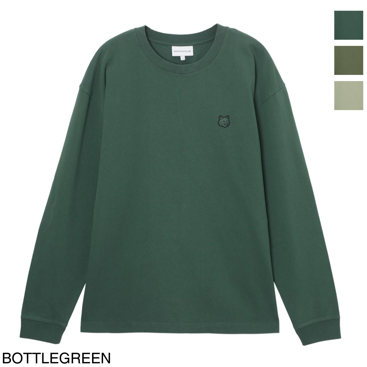 MAISON KITSUNE メゾンキツネ クルーネック長袖カットソー/BOLD FOX HEAD PATCH メンズ
