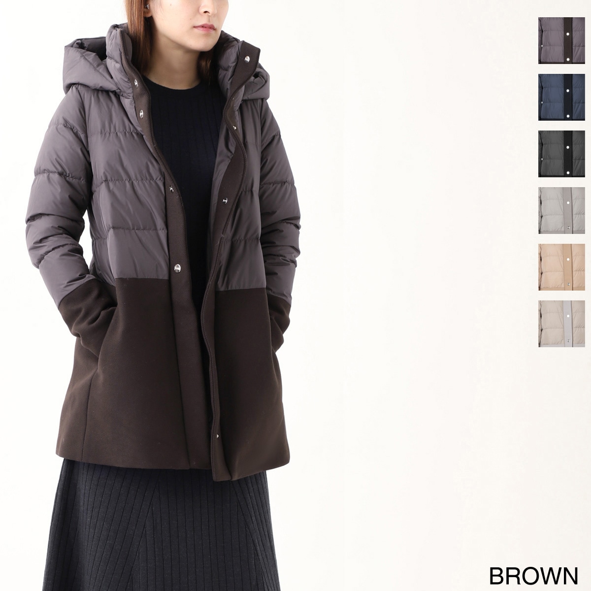 HERNO ヘルノ ダウンコート/HERNO GLOBE ECOAGE ECOWOOL AND ULTRALIGHT NYLON A-LINE JACKET【大きいサイズあり】 レディース