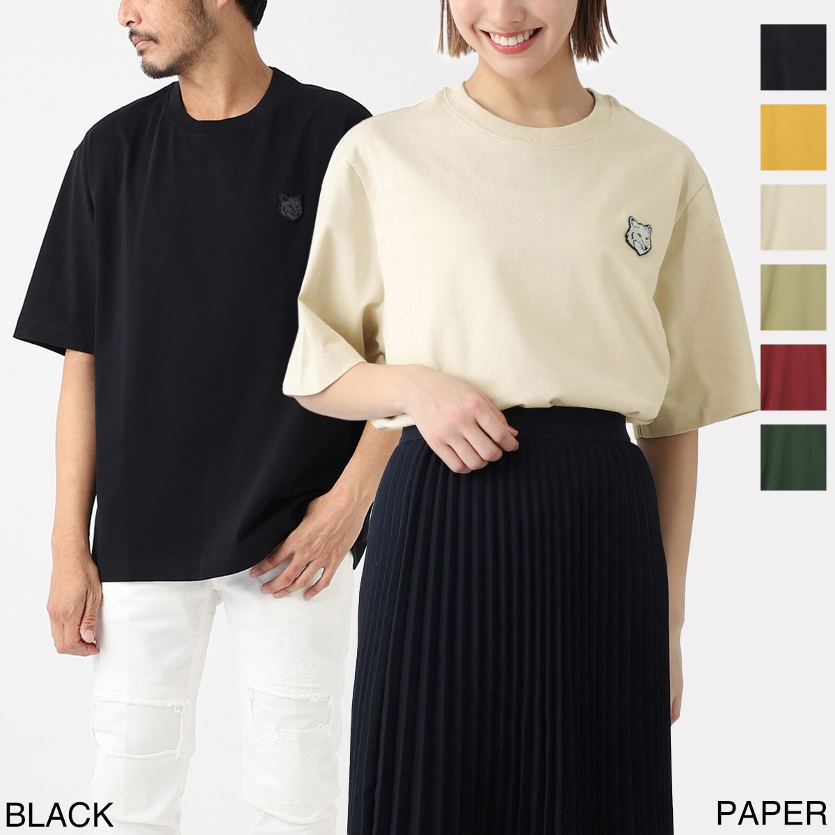 MAISON KITSUNE メゾンキツネ クルーネックTシャツ/BOLD FOX HEAD PATCH メンズ
