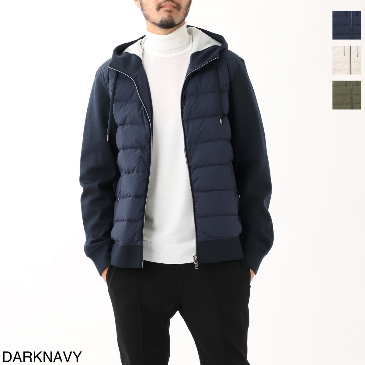 22年 美品 HERNO Resort ハイブリッド ニット切替ダウンジャケット アウトレット】HERNO ヘルノ ダウン切り替え ジップアップパーカ/HERNO