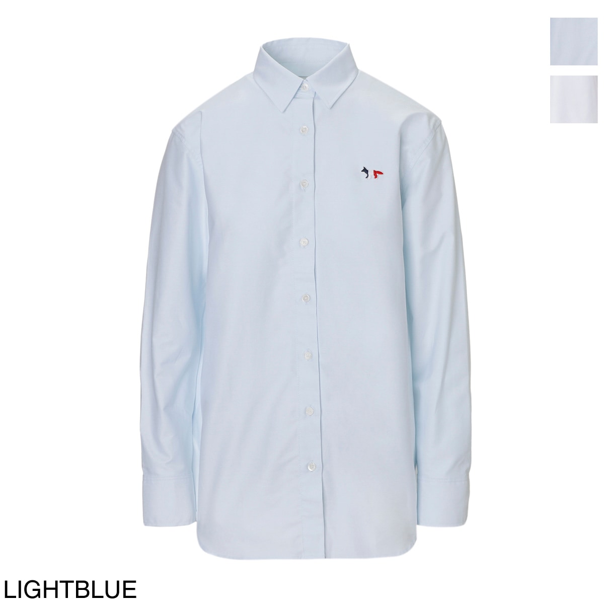 MAISON KITSUNE メゾンキツネ 長袖レギュラーカラーシャツ/オックスフォードシャツ/TRICOLOR FOX PATCH CLASSIC SHIRT【大きいサイズあり】 レディース