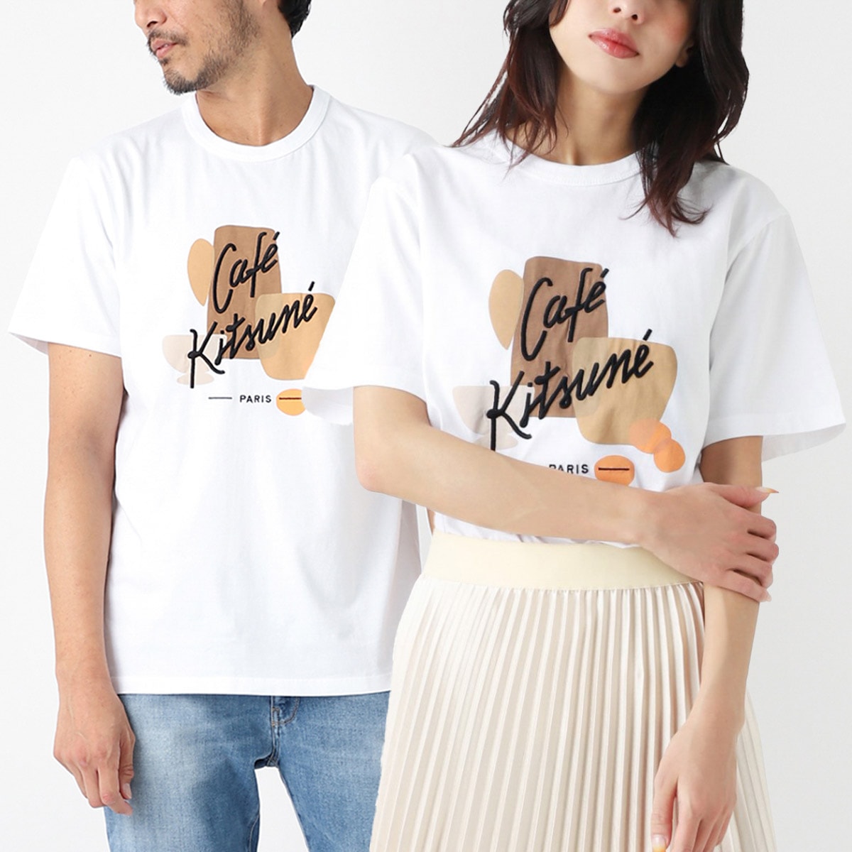 【アウトレット】MAISON KITSUNE メゾンキツネ クルーネックTシャツ/COFFEE COMPOSITION CLASSIC TEE-SHIRT