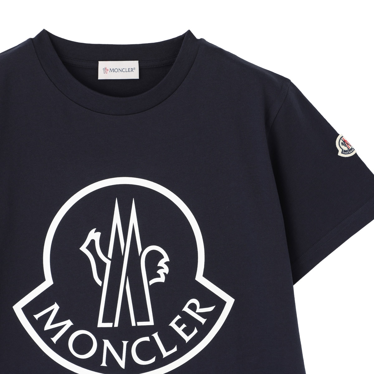 MONCLER ネイビー ロゴ Tシャツ ネイビーブルー Tシャツ : Tシャツ＆ポロシャツ 向けの メンズ