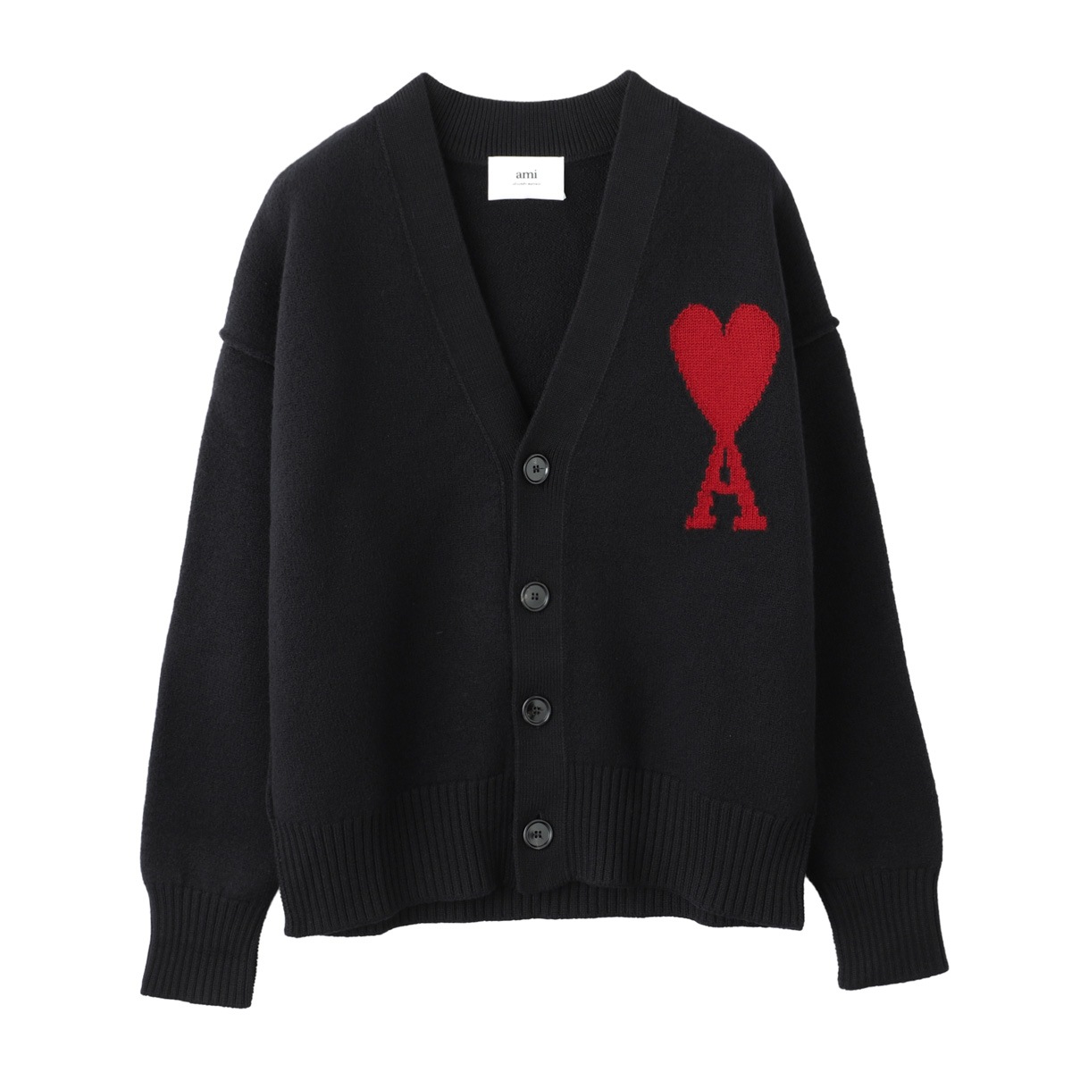 AMI ALEXANDRE MATTIUSSI アミ Vネック カーディガン/RED AMI DE COEUR CARDIGAN