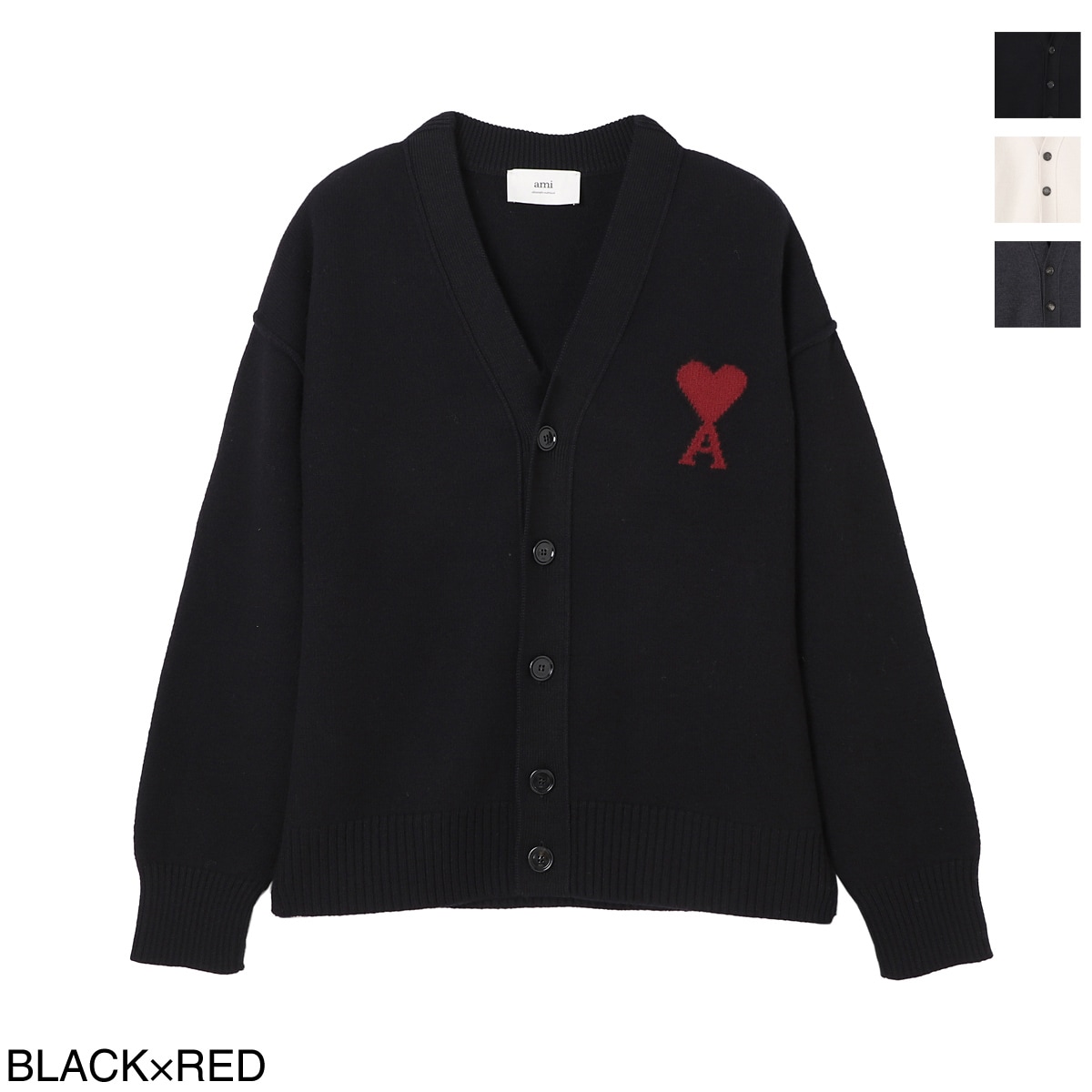 AMI アミ Vネック カーディガン/RED AMI DE COEUR CARDIGAN