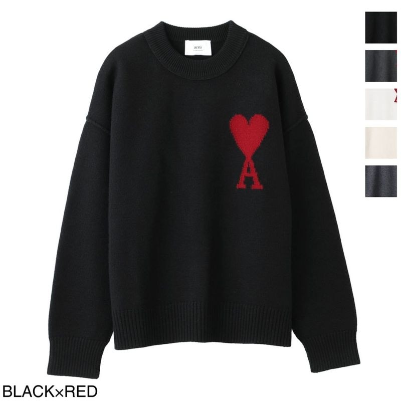 AMI アミ クルーネックニット/RED AMI DE COEUR SWEATER