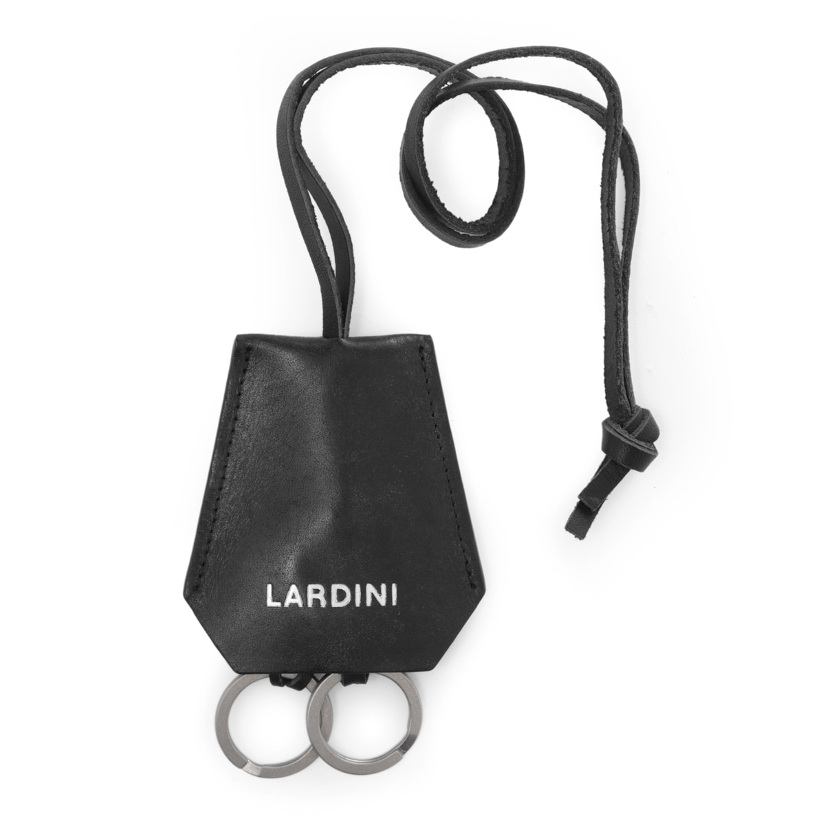 【美品】LARDINI ラルディーニ ブートニエール型キーリング ブラック アウトレット】LARDINI ラルディーニ ストラップ付き キーリング