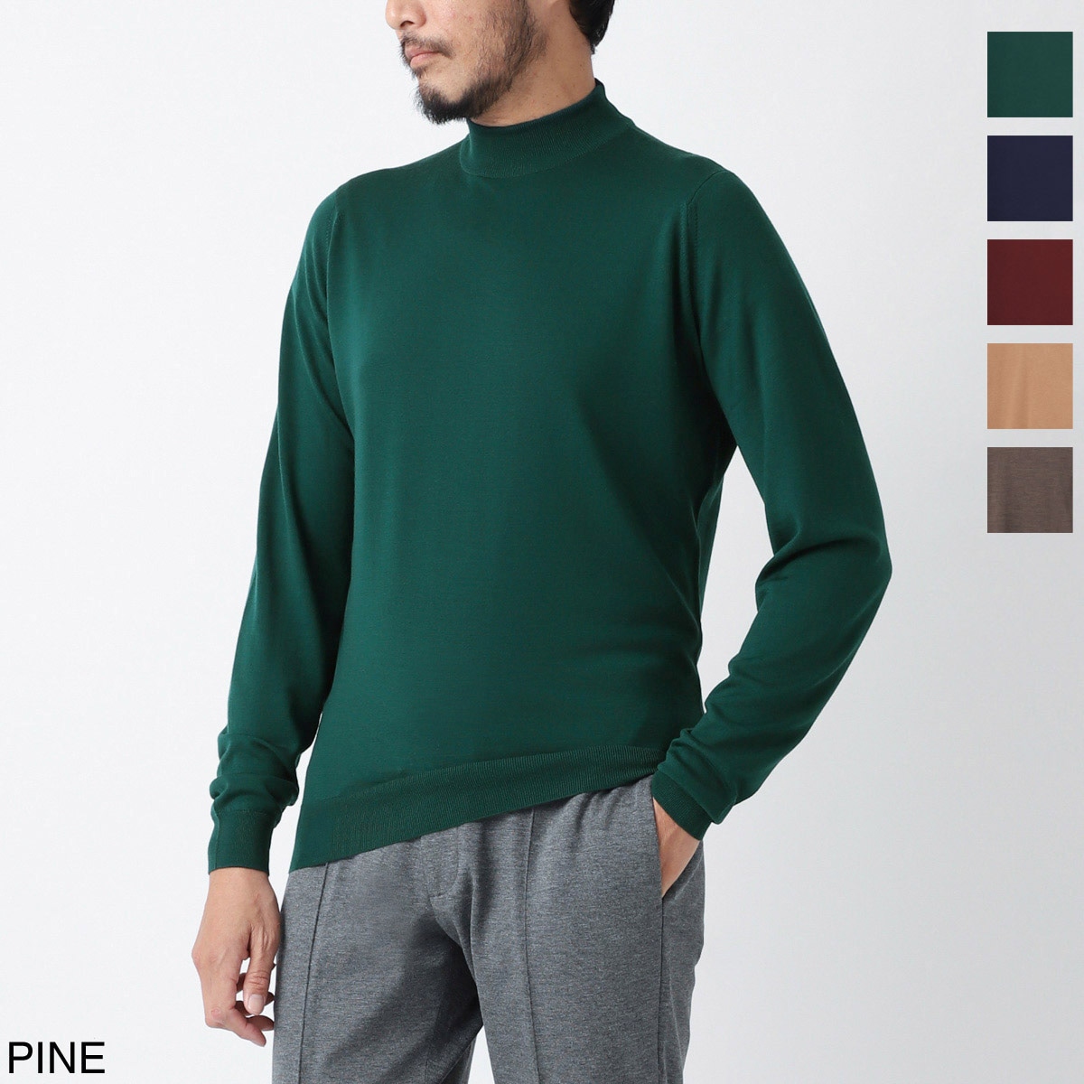 極美品　ジョンスメドレー　モックネック　XS イギリス製　ネイビー JOHN SMEDLEY｜ジョンスメドレー日本公式