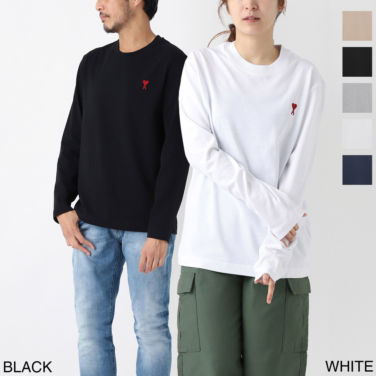 【アウトレット】【ラスト1点】AMI PARIS アミ パリス クルーネック 長袖Tシャツ/LONG SLEEVES ADC TSHIRT