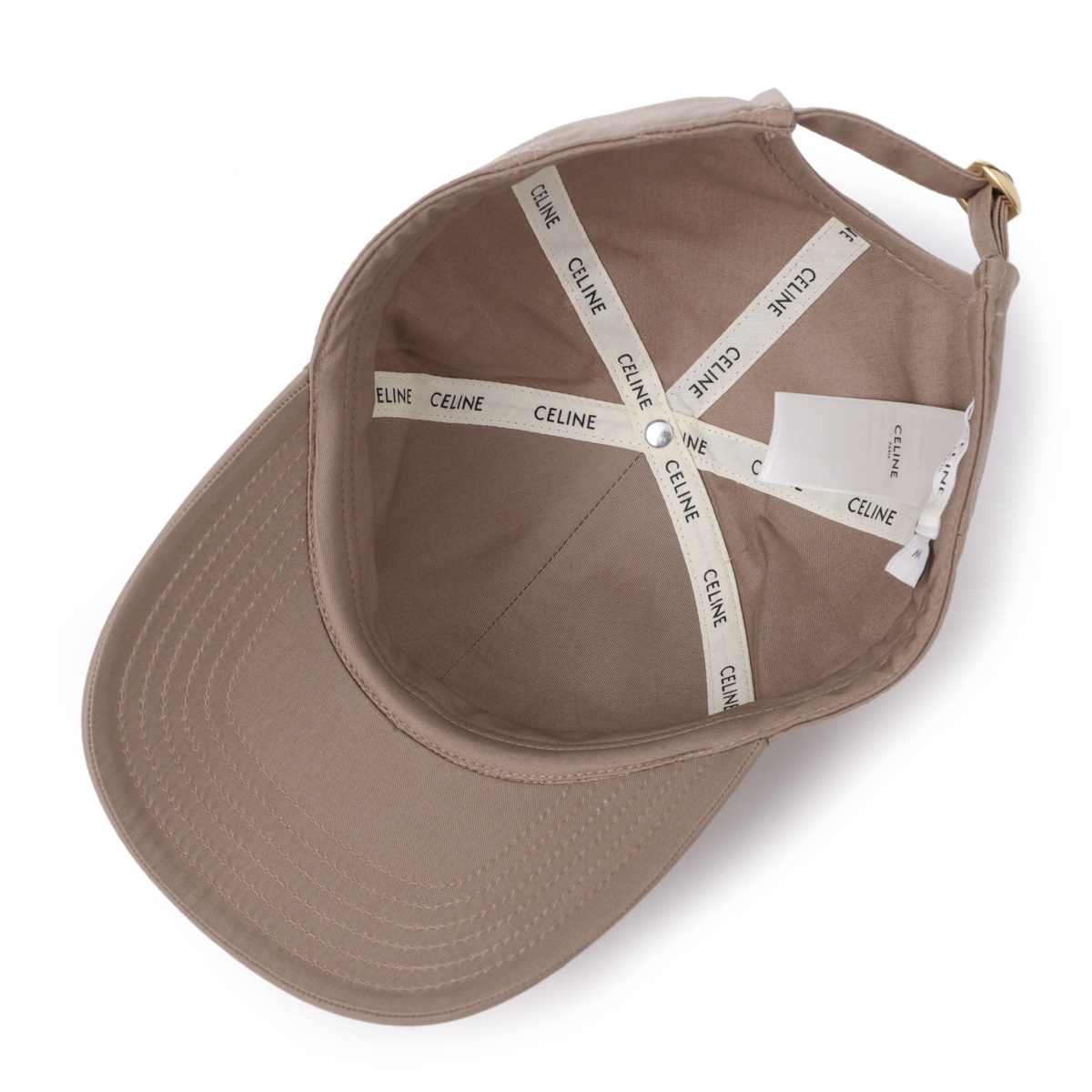 CELINE ベージュ ベースボールキャップ 中古・古着通販】CELINE (セリーヌ) ロゴベースボールキャップ