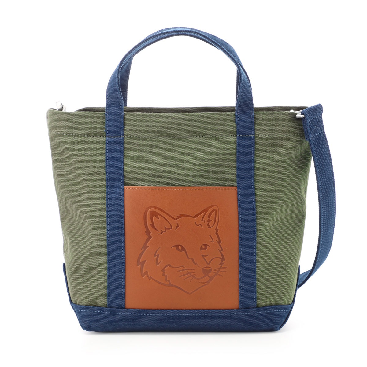 MAISON KITSUNE メゾンキツネ トートバッグ/FOX HEAD LEATHER POCKET MINI TOTE BAG