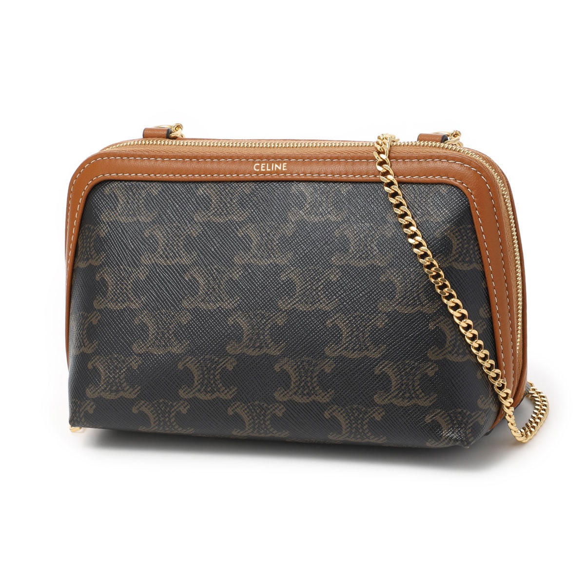 CELINE セリーヌ ショルダーバッグ/チェーン付き クラッチバッグ/CLUTCH ON CHAIN TRIOMPHE CANVAS レディース