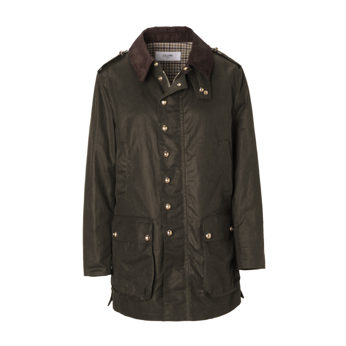 【アウトレット】【ラスト1点】CELINE セリーヌ ワックスコーティング ジャケット/ハンティングジャケット/HUNTING JACKET IN WAXED FABRIC レディース