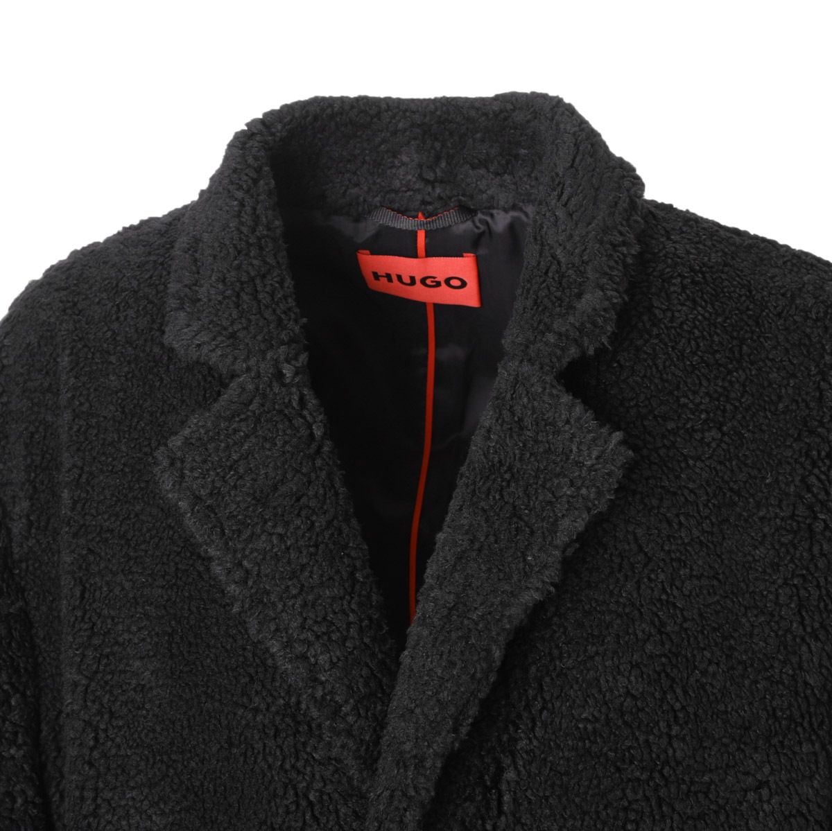 J7241 超美品 ヒューゴボス 現行タグ伊製生地メルトンシングルコート 黒46 HUGO BOSS ボスヒューゴボス HUGOBOSS コート H HIDE STANDUP