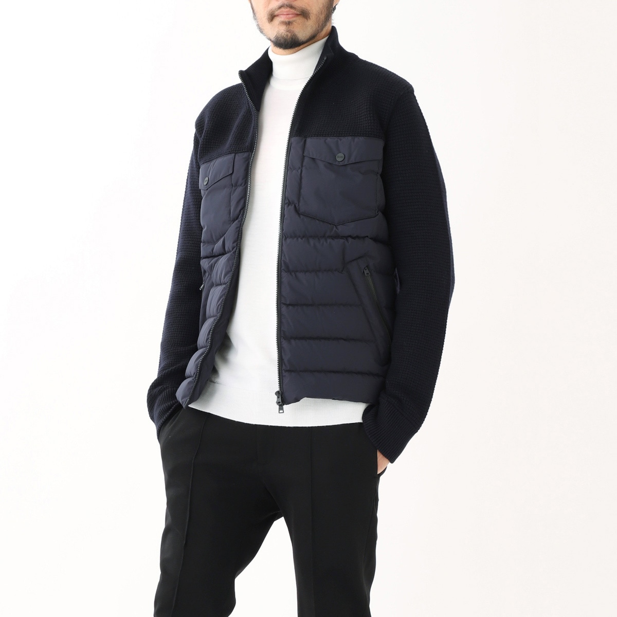 【アウトレット】HERNO ヘルノ ダウン切り替え ジップアップ カーディガン【大きいサイズあり】 メンズ