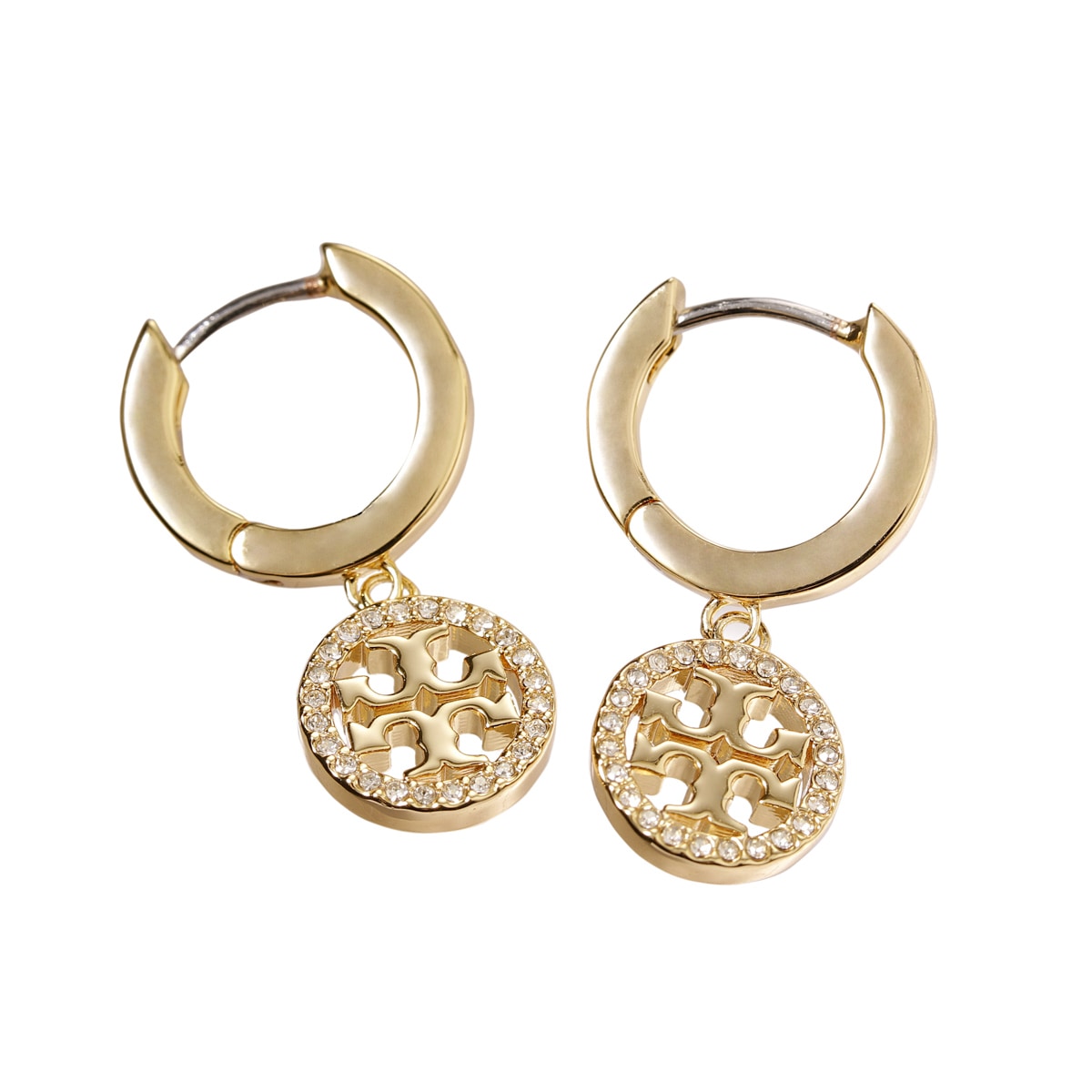 【アウトレット】TORY BURCH トリーバーチ フープピアス/MILLER PAVE HUGGIE HOOP EARRING 【返品交換不可】 レディース