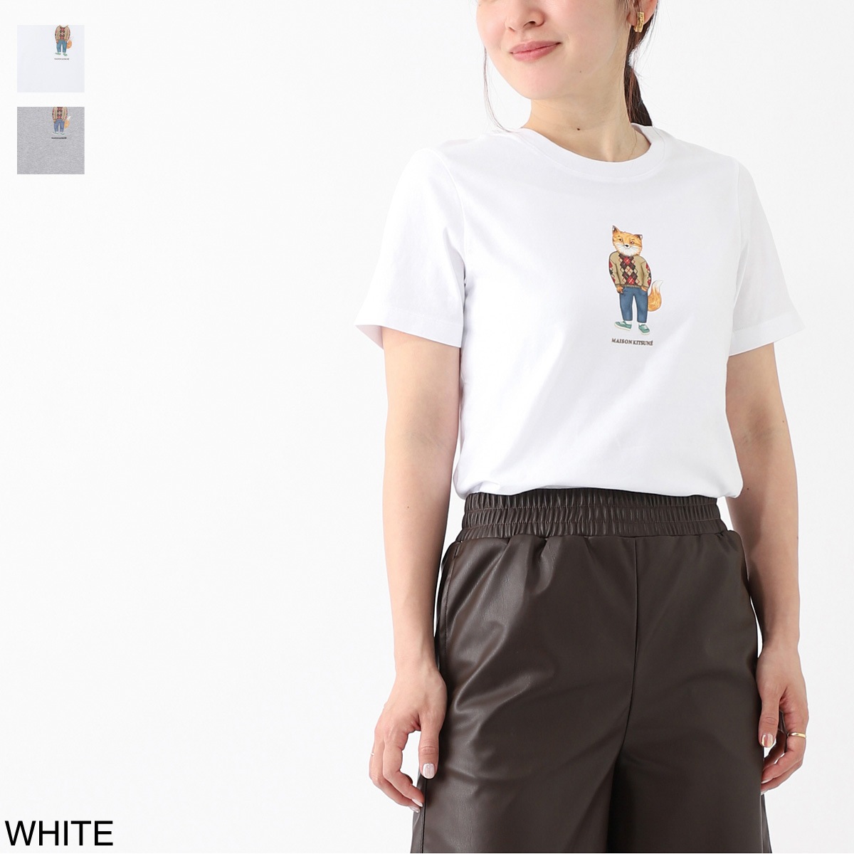 【アウトレット】『ネコポス対応(1点まで)』MAISON KITSUNE メゾンキツネ クルーネックTシャツ/DRESSED FOX REGULAR TEE-SHIRT レディース
