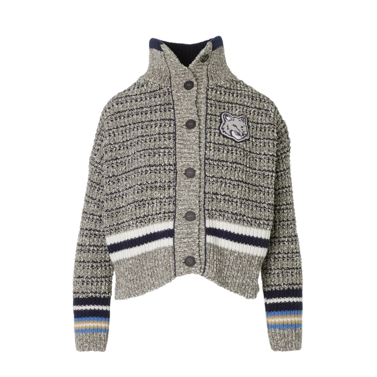 【アウトレット】【ラスト1点】MAISON KITSUNE メゾンキツネ カーディガン/スタンドカラーニット/FOX HEAD CRAFTY COATIGAN レディース