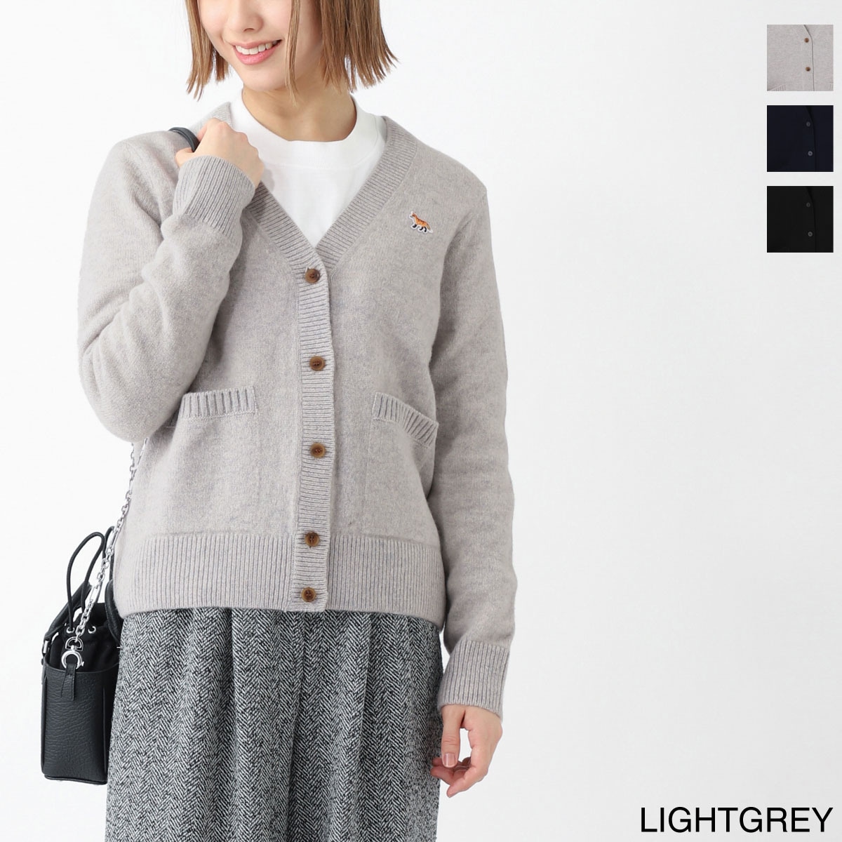 MAISON KITSUNE メゾンキツネ Vネック カーディガン/BABY FOX PATCH BOXY CARDIGAN レディース