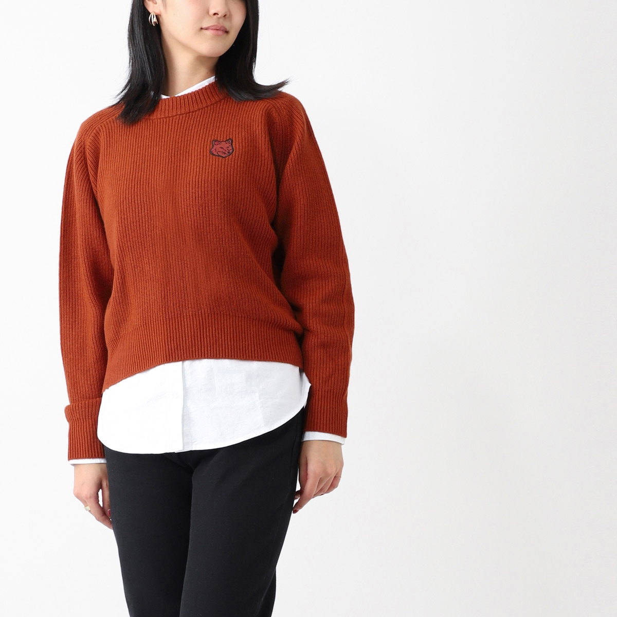 MAISON KITSUNE メゾンキツネ クルーネックニット/BOLD FOX HEAD PATCH COMFORT RIBBED JUMPER レディース