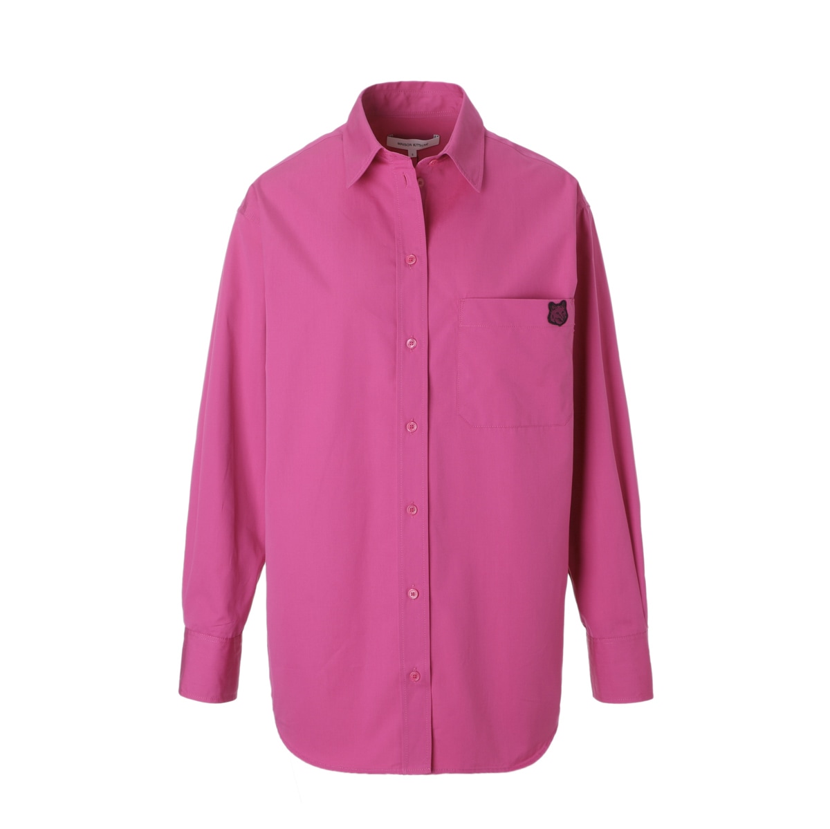 【アウトレット】MAISON KITSUNE メゾンキツネ 長袖レギュラーカラーシャツ/カジュアルシャツ/CASUAL SHIRT WITH BOLD FOX HEAD PATCH IN COTTON P レディース