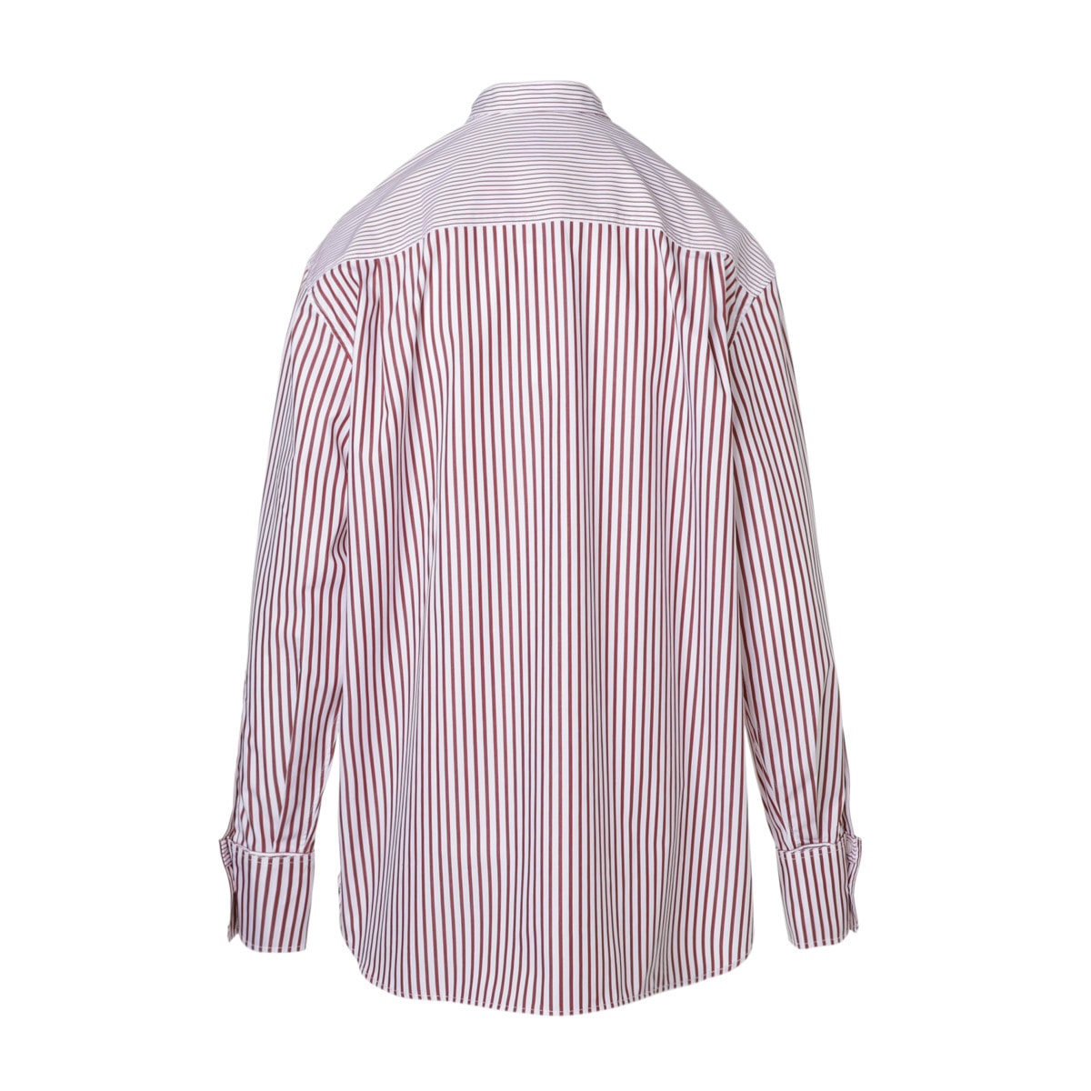 【アウトレット】MAISON KITSUNE メゾンキツネ スタンドカラーシャツ/OVERSIZE SHIRT IN STRIPED COTTON WITH LOGO HANDWRITING EMBROIDERY レディース