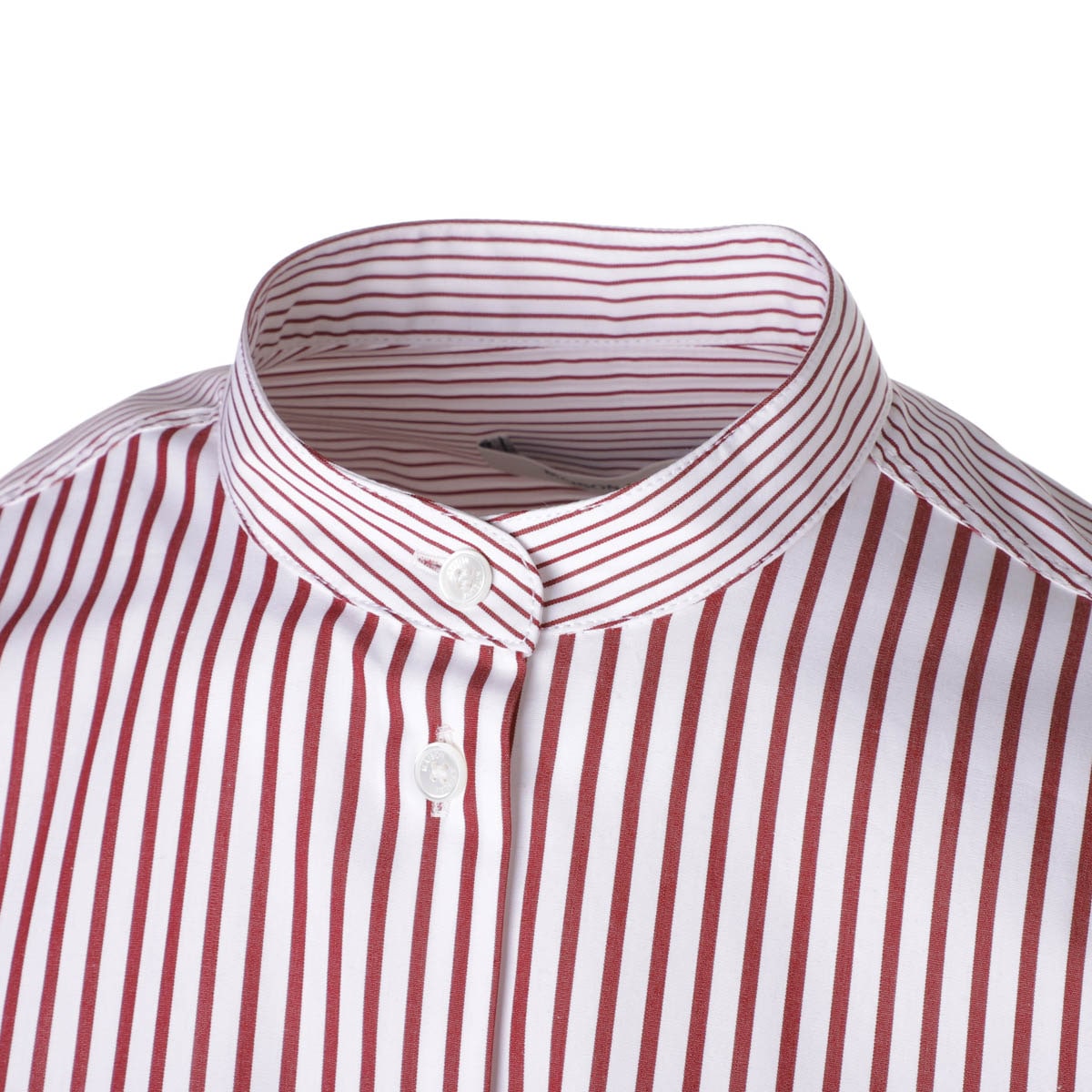 【アウトレット】MAISON KITSUNE メゾンキツネ スタンドカラーシャツ/OVERSIZE SHIRT IN STRIPED COTTON WITH LOGO HANDWRITING EMBROIDERY レディース