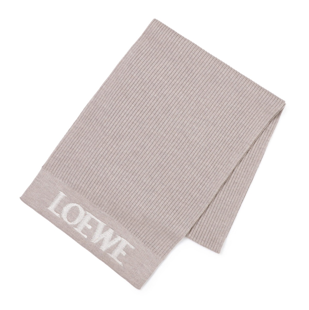 Loewe ベージュ リブ編みマフラー Loewe ベージュ リブ編みマフラー