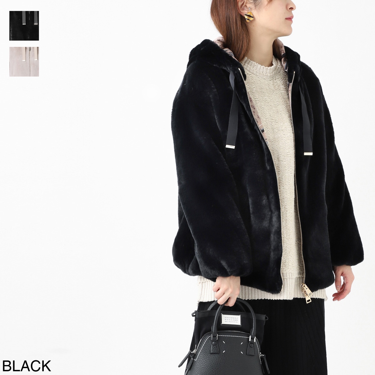 【アウトレット】【ラスト1点】HERNO ヘルノ ボアジャケット/SOFT OVERSIZE BOMBER【大きいサイズあり】 レディース