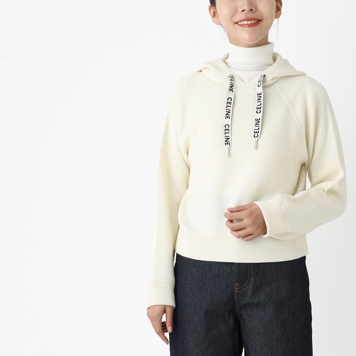 CELINE セリーヌ ニット パーカ/フーディ/PULL BOXY CROPPED CAPUCHE レディース