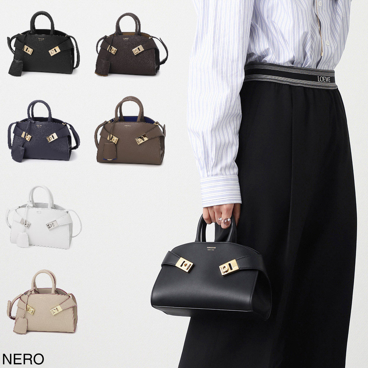 ゆ@プロフ必読 専用 FERRAGAMO フェラガモ ハンドバッグ 2WAY/ショルダーバッグ/HUG