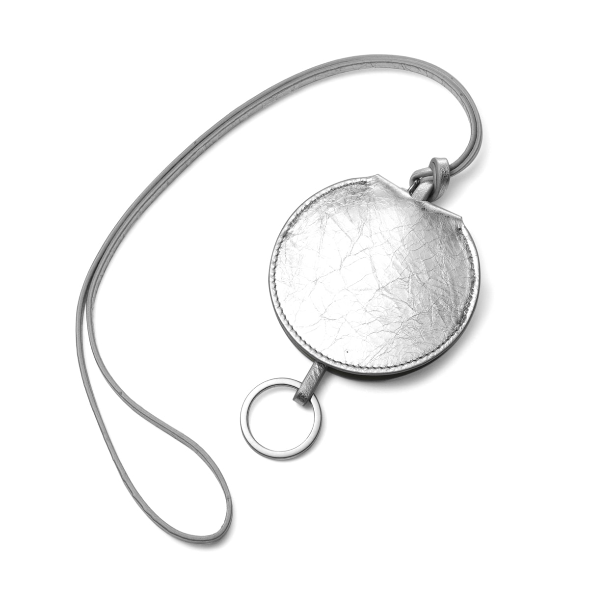JIL SANDER ジルサンダー ストラップ付き キーリング/バッグチャームシルバー/ROUND KEY CASE レディース