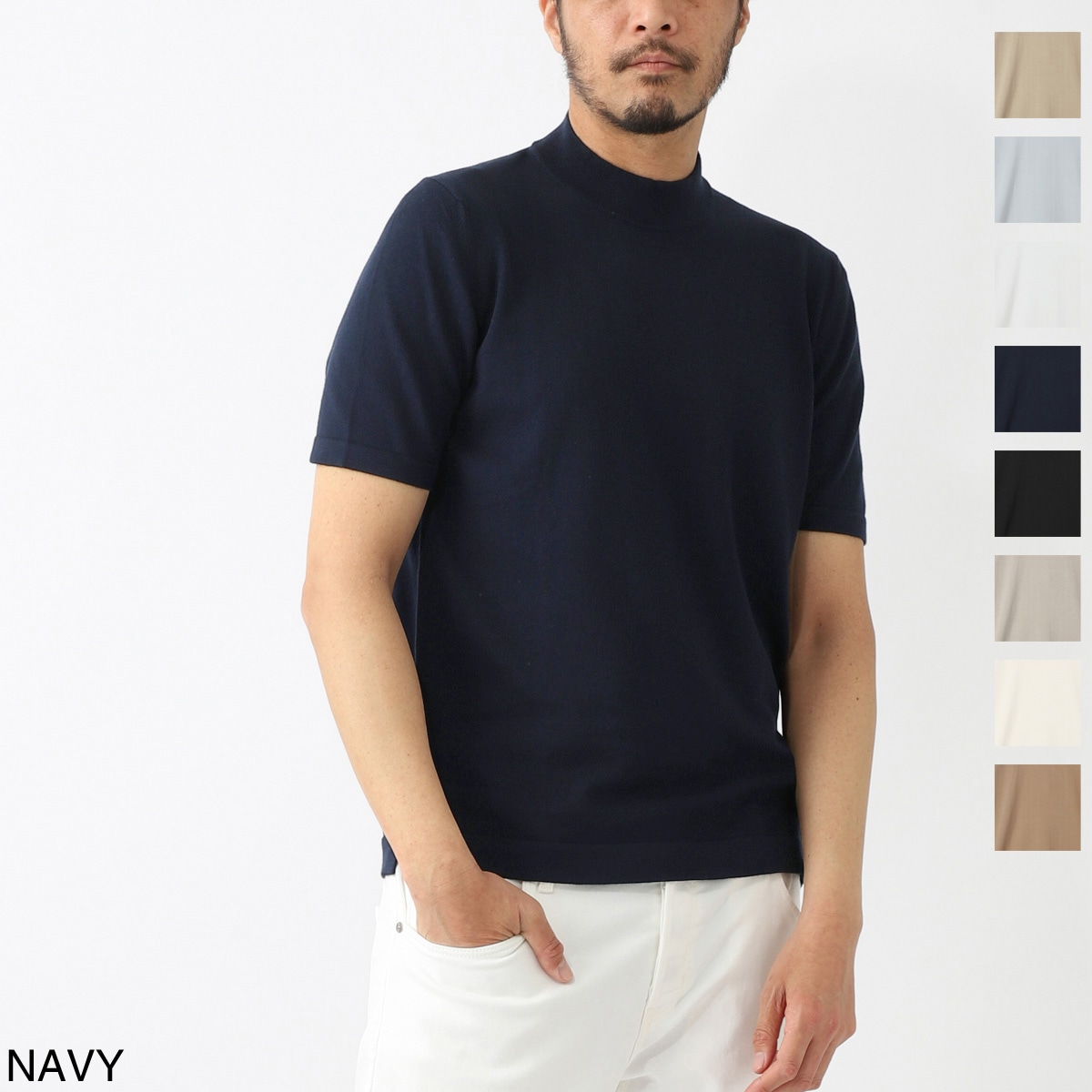 Gran Sasso グランサッソ モックネック半袖ニット/LUPETTO M/M 12G【大きいサイズあり】 メンズ