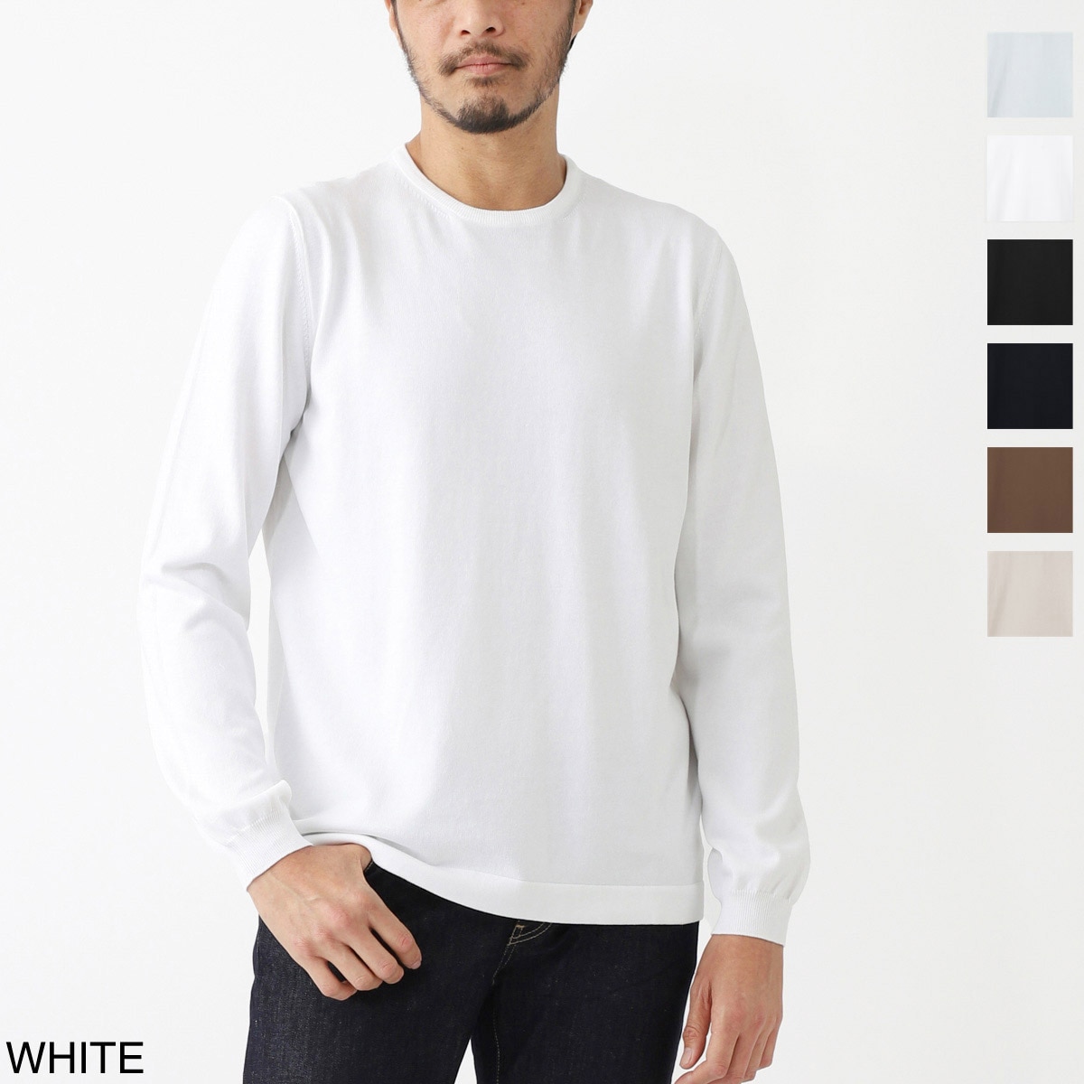 Gran Sasso ホワイト クルーネック ニット 48 Gran Sasso グランサッソ クルーネックニット/PARICOLLO M/L 12G