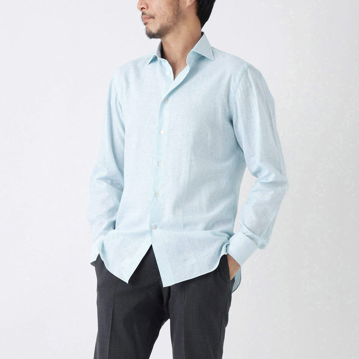 【アウトレット】【ラスト1点】BORRIELLO ボリエッロ ワイドカラー シャツ/セミワイドカラー フレンチカラー/MARECHIARO SLIM FIT メンズ