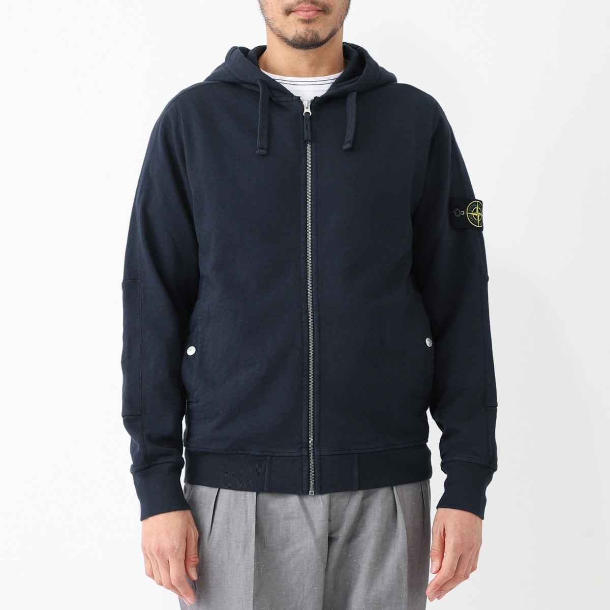 定価11万！STONE  ブラック ジップアップジャケット Lサイズ STONE ISLAND - Q100008 / RIPSTOP LIGHT HT NYLON / ナイロン