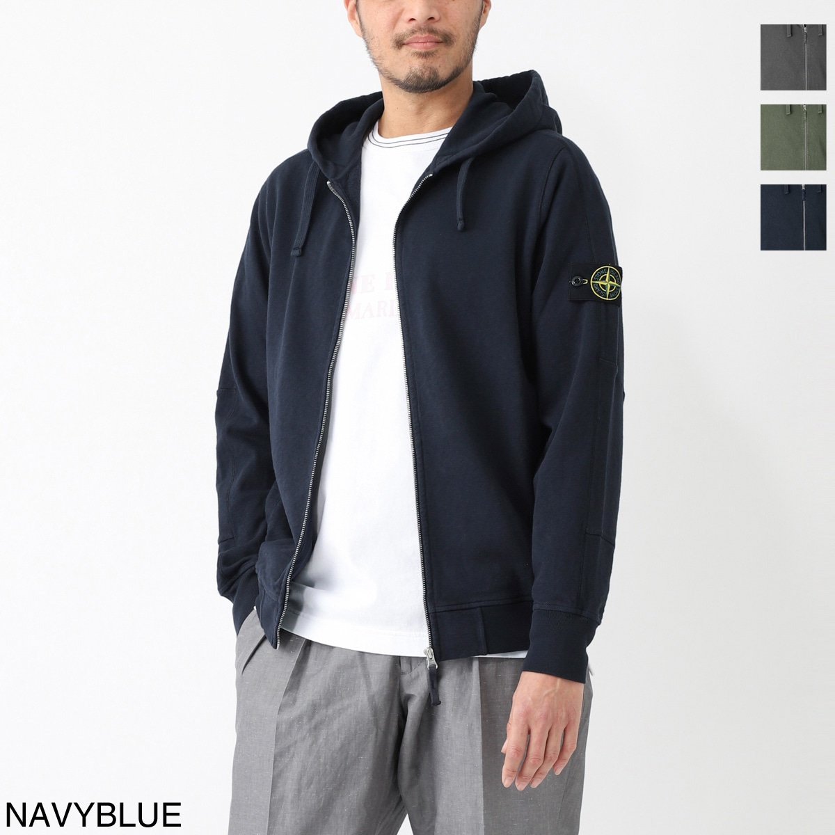 STONE ジップアップパーカ mb-63160 アウトレット】STONE ISLAND ストーンアイランド ジップアップ