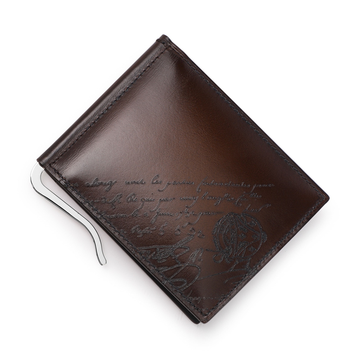 【タイムセール】BERLUTI ベルルッティ マネークリップ/2つ折り財布/FIGURE SCRITTO LEATHER WALLET メンズ