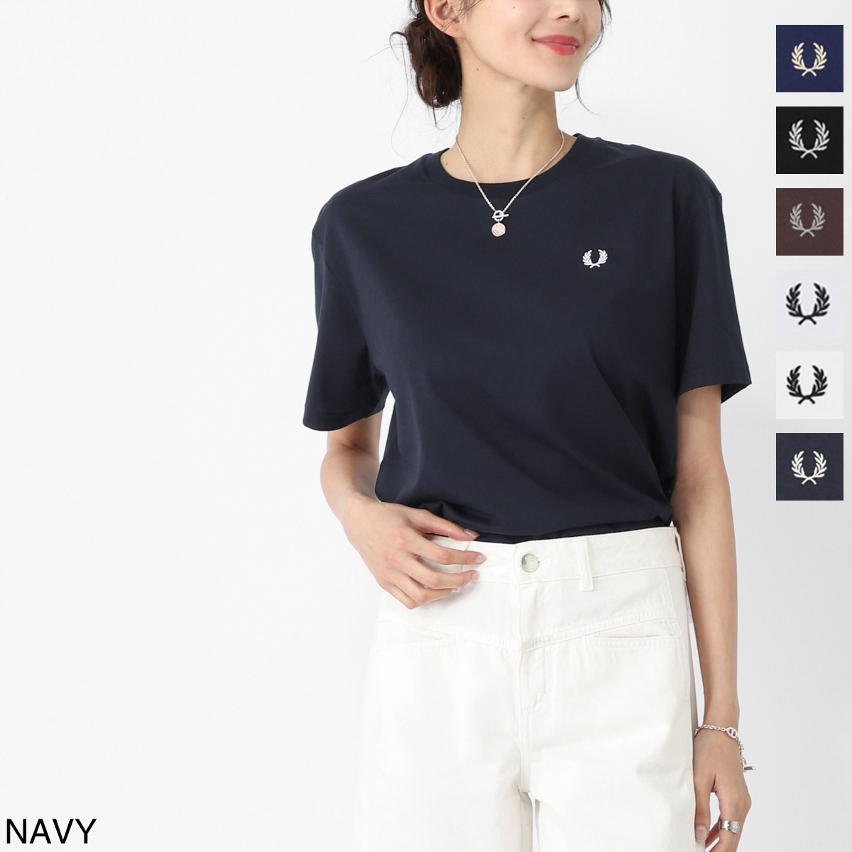 『ネコポス対応(1点まで)』FRED PERRY フレッドペリー クルーネックTシャツ/CREW NECK T-SHIRT レディース