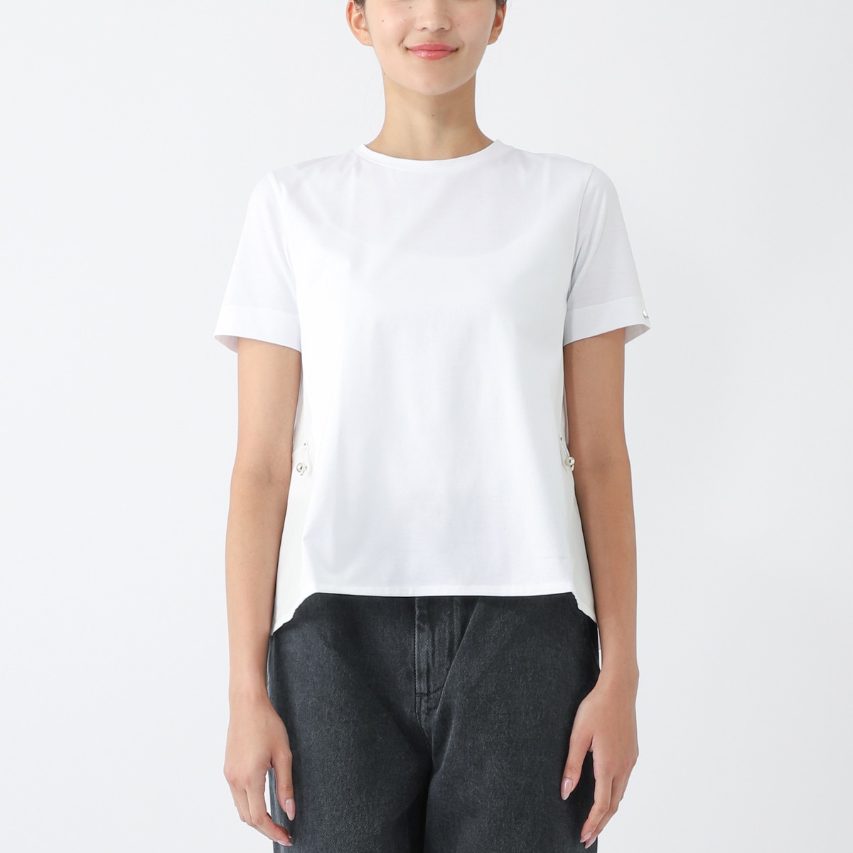 HERNO ヘルノ クルーネックTシャツ/CHIC COTTON JERSEY & NEW TECHNO TAFFETA【大きいサイズあり】 レディース