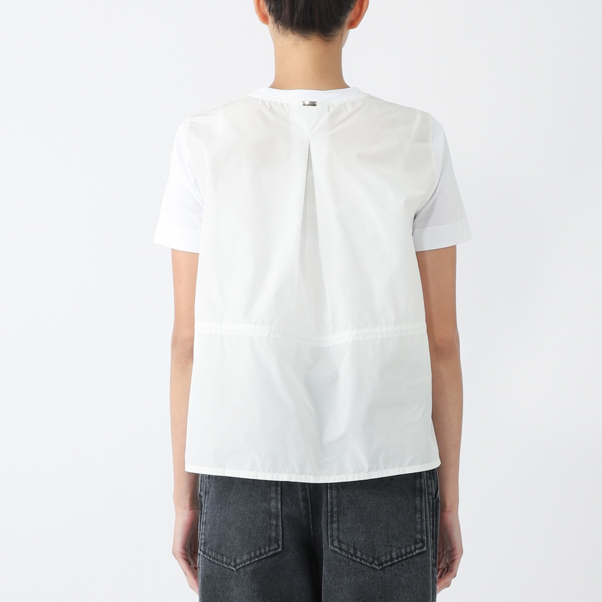 HERNO ヘルノ クルーネックTシャツ/CHIC COTTON JERSEY & NEW TECHNO TAFFETA【大きいサイズあり】 レディース