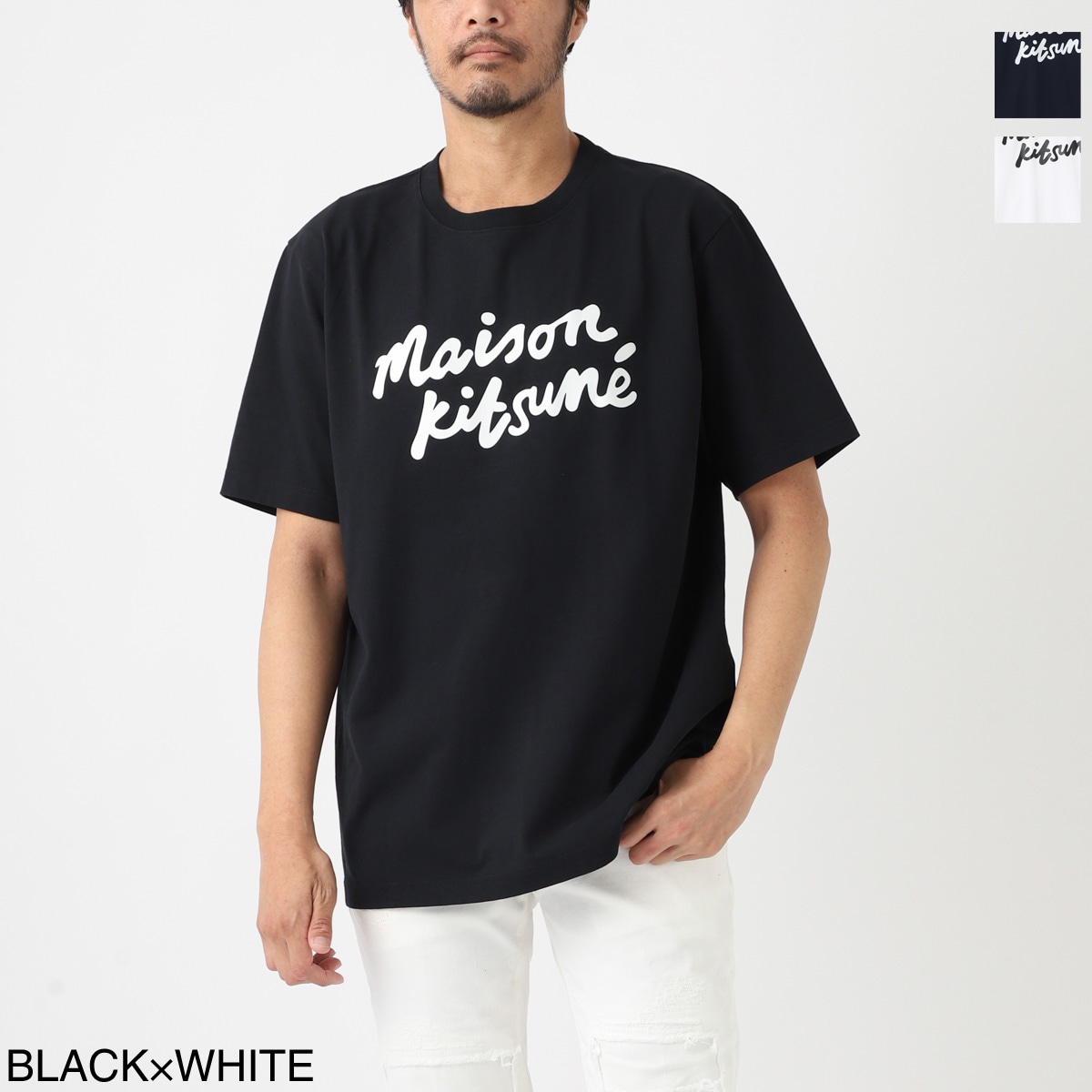 MAISON KITSUNE メゾンキツネ クルーネックTシャツ/MAISON KITSUNE HANDWRITING COMFORT TEE-SHIRT メンズ
