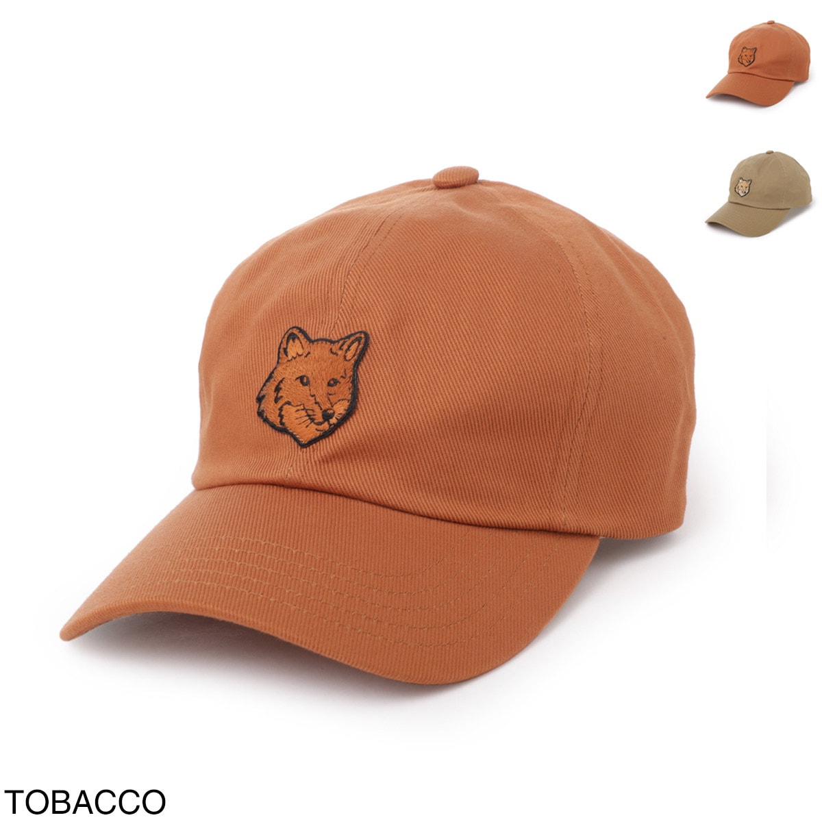 MAISON KITSUNÉ ボールド フォックスヘッド レザーパッチ キャップ Maison Kitsuné - Bold Fox Head Leather Patch 6P Cap | HBX