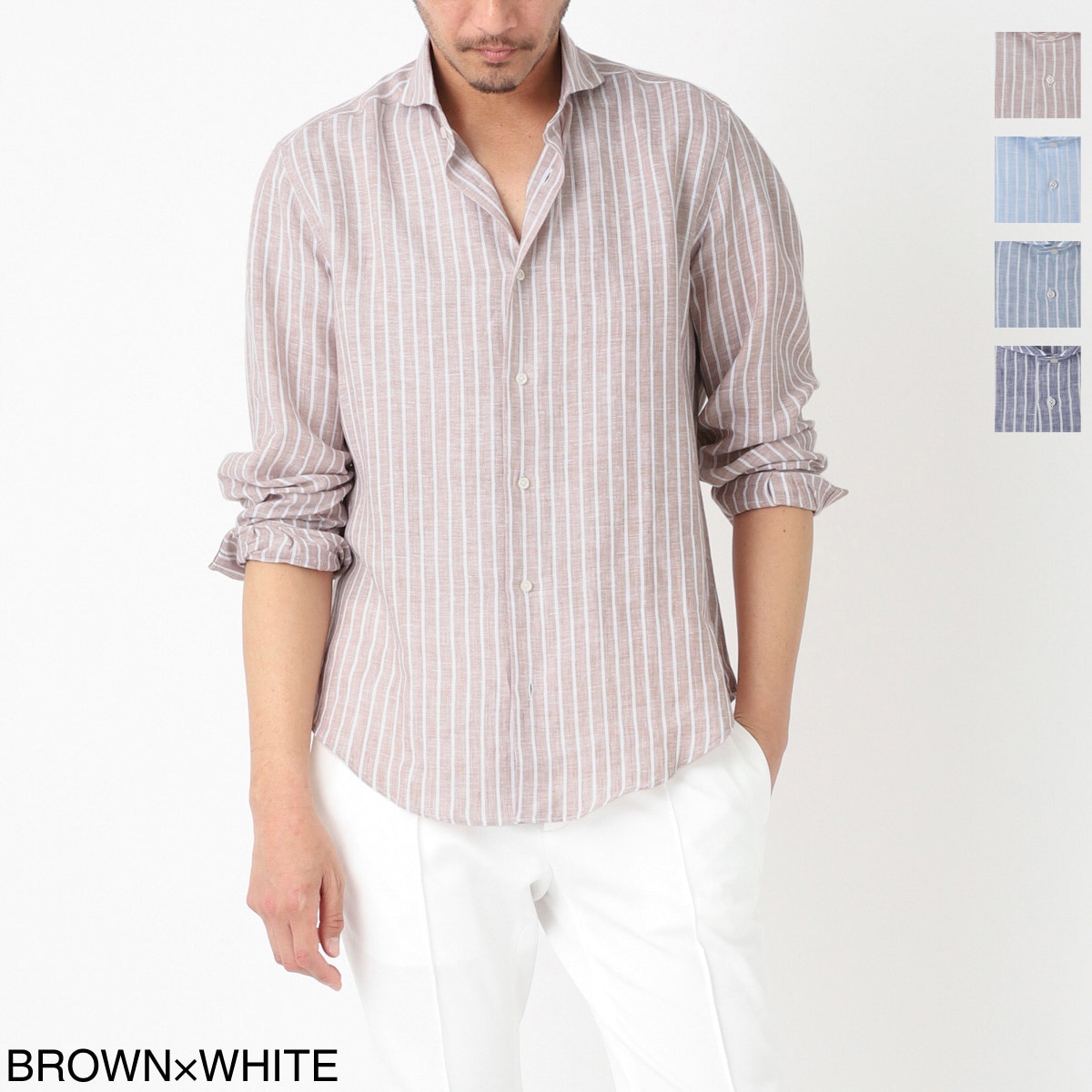 GALLIA ガッリア ホリゾンタルカラー リネンシャツ/総柄シャツ【大きいサイズあり】 メンズ