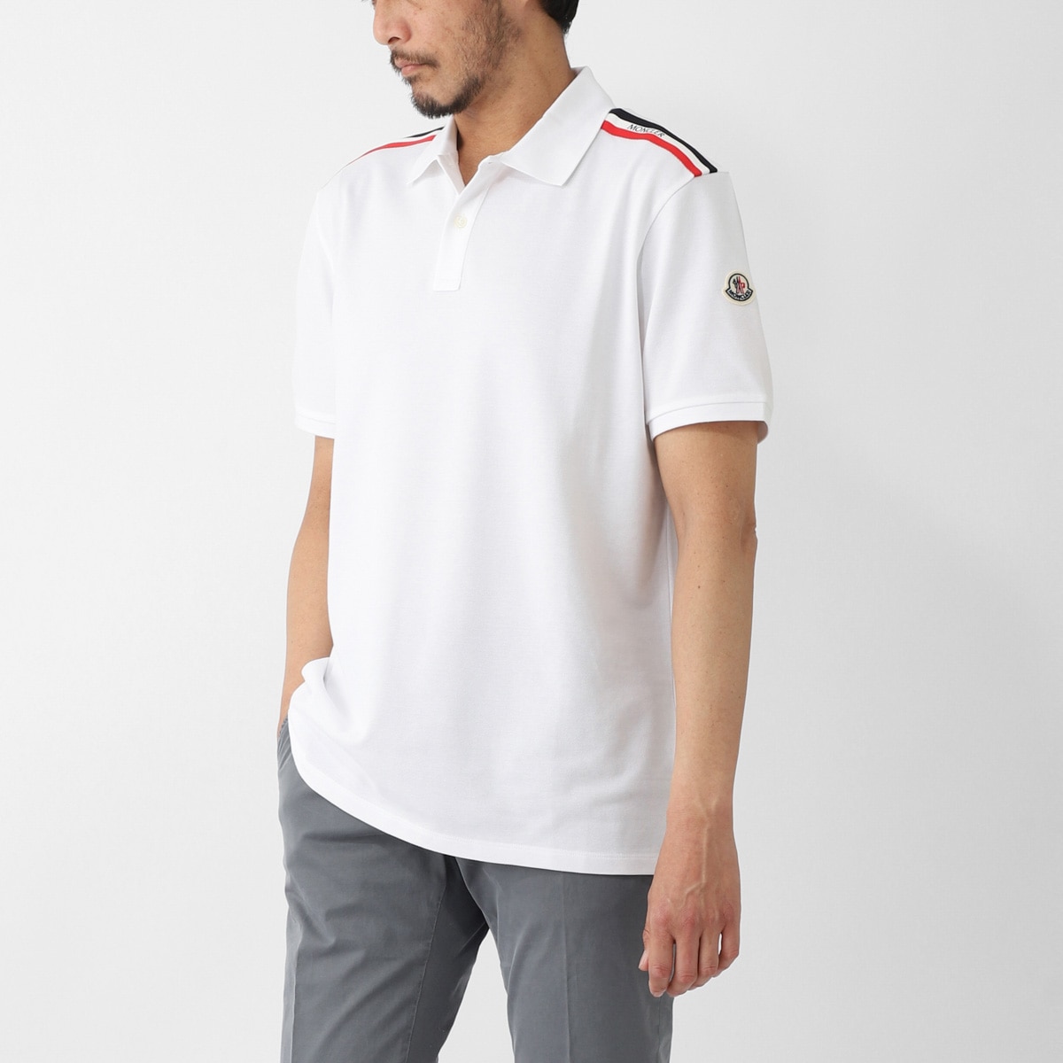 MONCLER ポロシャツ M ホワイト/ブルー/レッド MONCLER モンクレール ポロシャツ レディース 8a00010-8496w-034