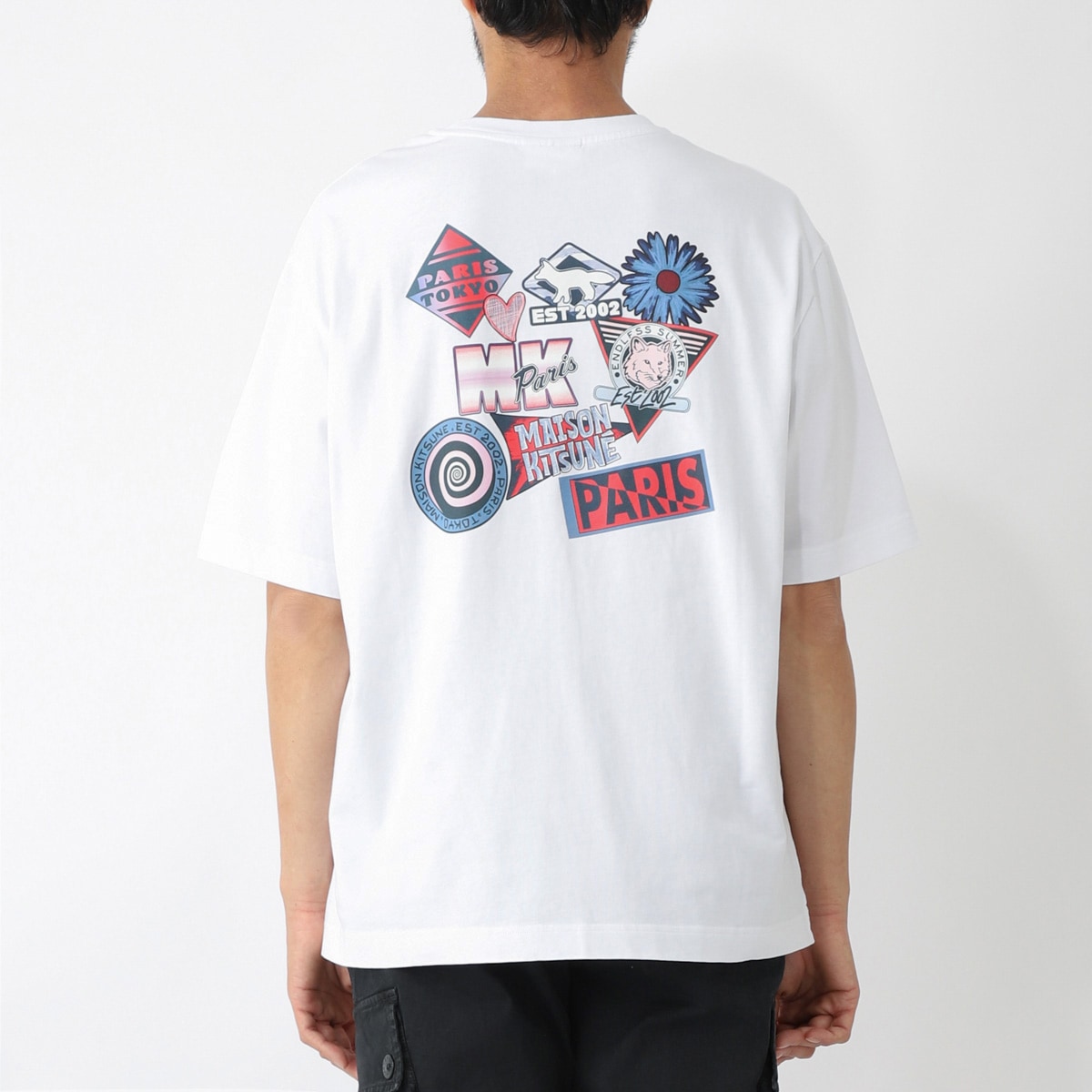 【関税込み】Maison Kitsune ブルー Surf Collage Tシャツ MAISON KITSUNE メゾンキツネ クルーネックTシャツ/SURF COLLAGE