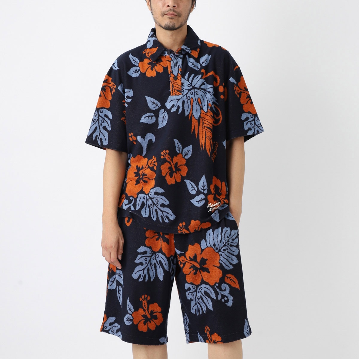 MAISON KITSUNE メゾンキツネ ポロシャツ/JACQUARD OVERSIZE POLO IN TOWELLING メンズ